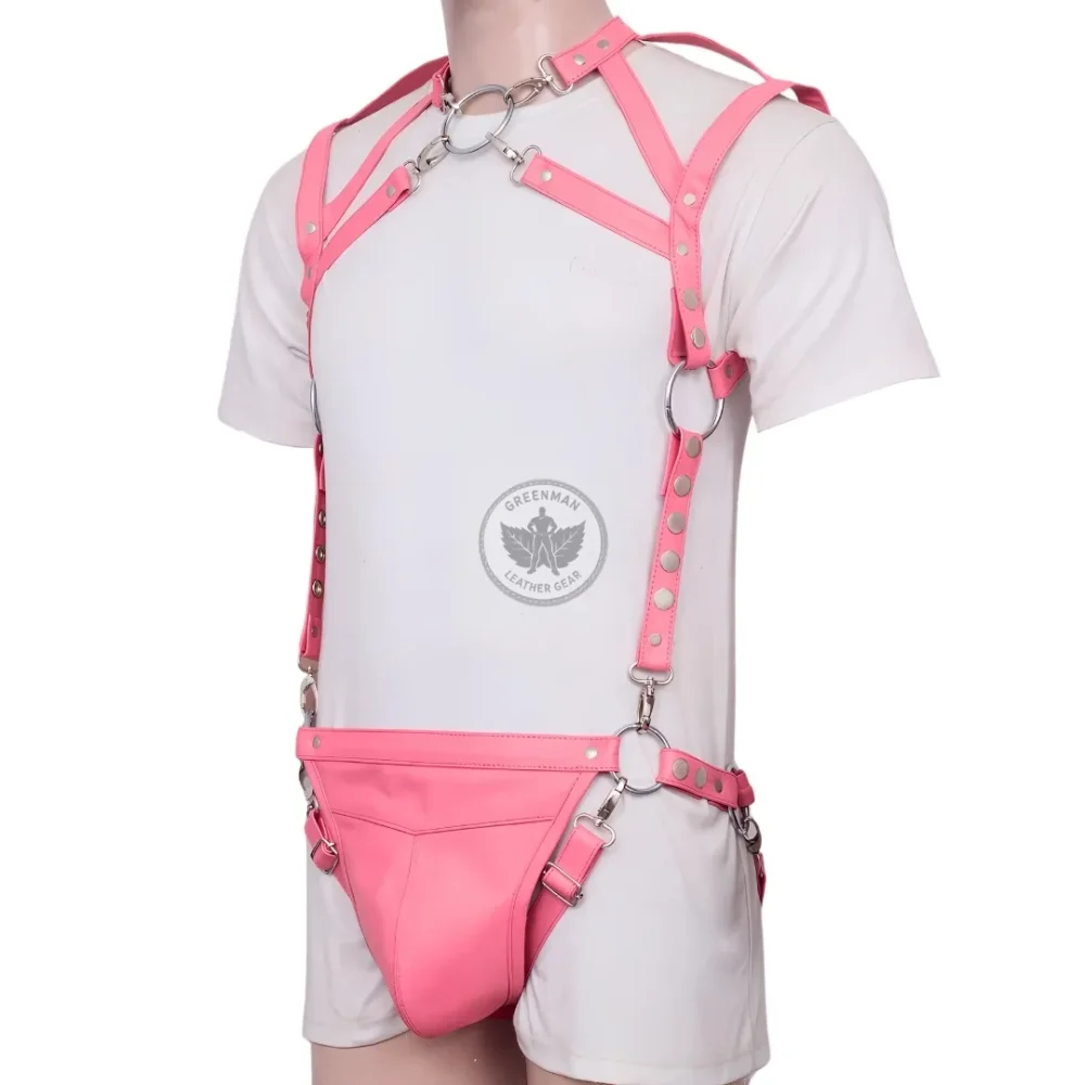 Jockstrap with Harness, Gay Jockstrap Harness, Leather Harness With Jockstrap, BDSM Harness for Men, Genuine Leather Cock Ring Harness For Men, Gay Leather Chest Harness, leather harness, men wearing harness on chest, leather harness for men, leather bondage harness