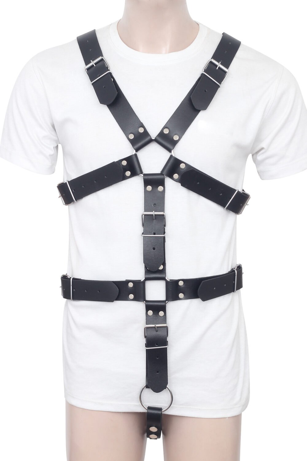 Genuine Leather Cock Ring Harness For Men
