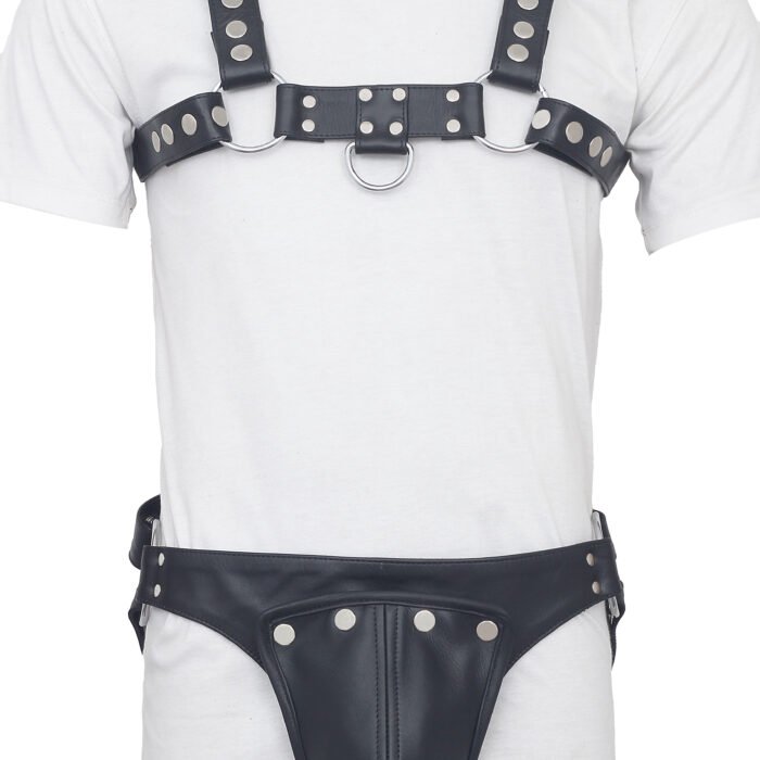 Black Leather Harness With Jockstrap