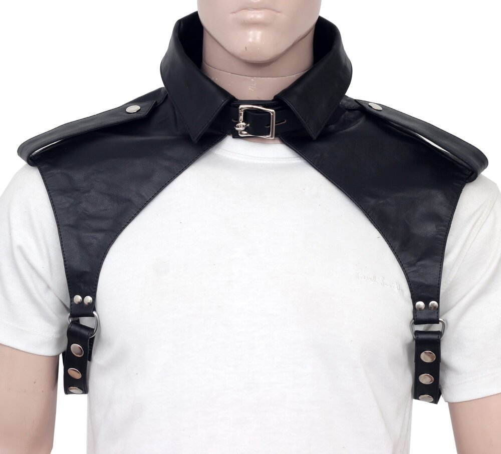 Shirt Collar Style Leather Bondage Harness