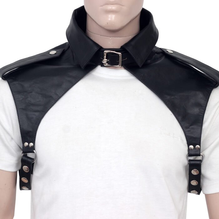 Shirt Collar Style Leather Bondage Harness