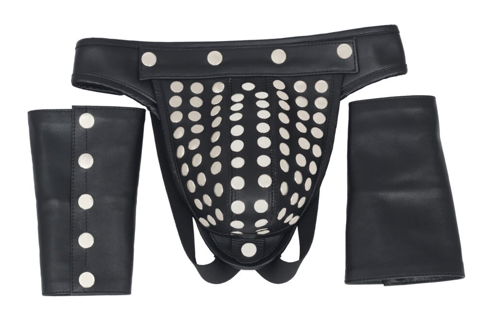 Genuine Leather Jockstrap & Wristband Set