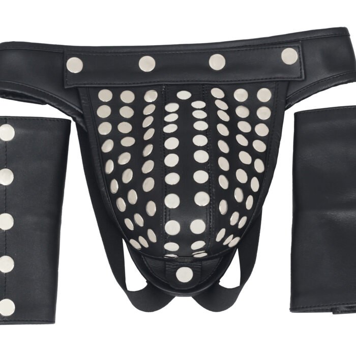 Genuine Leather Jockstrap & Wristband Set