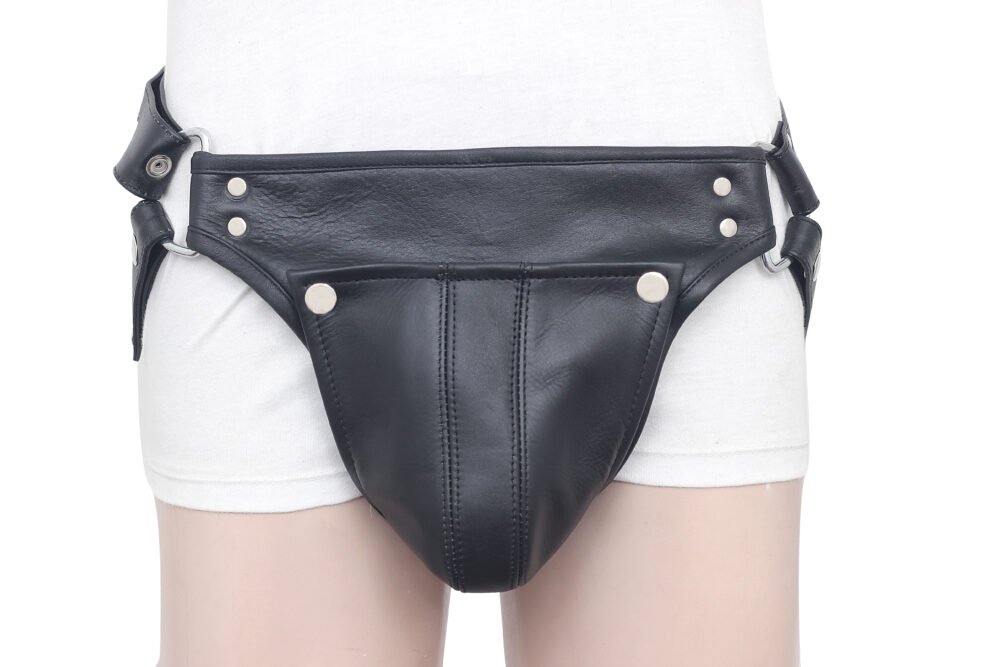 Leather jockstrap with Removable Cod-Piece