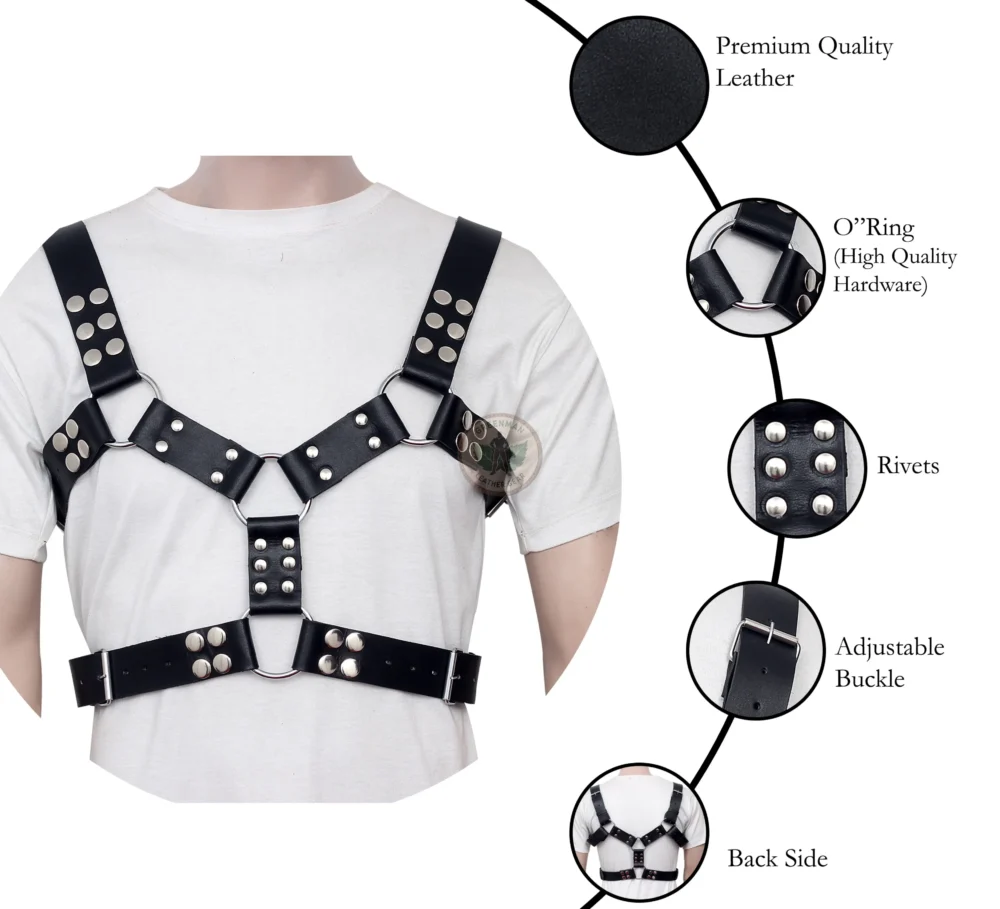Chest Harness for Men, Leather Harness, unnisex harness, leather bondage harness, adjustable harness