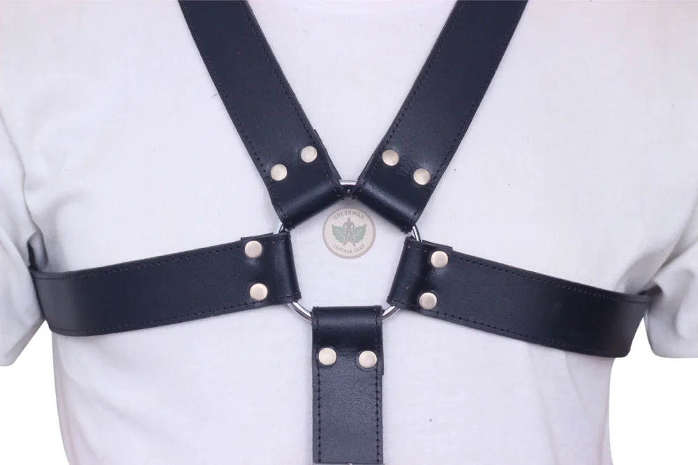 BDSM Harness for Men, Genuine Leather Cock Ring Harness For Men, Gay Leather Chest Harness, leather harness, men wearing harness on chest, leather harness for men, leather bondage harness