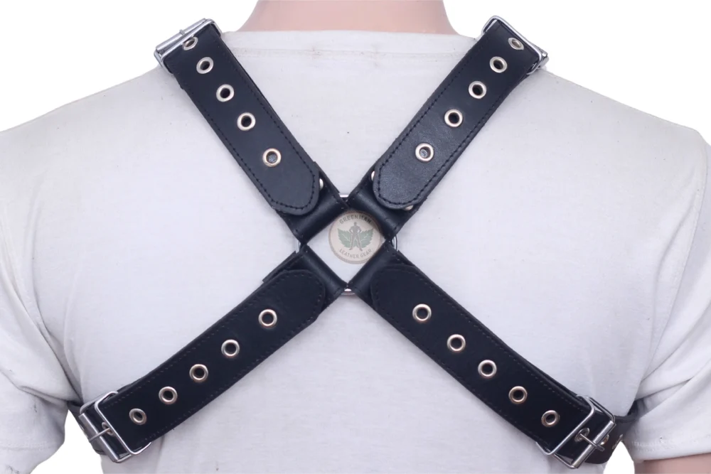 BDSM Harness for Men, Genuine Leather Cock Ring Harness For Men, Gay Leather Chest Harness, leather harness, men wearing harness on chest, leather harness for men, leather bondage harness