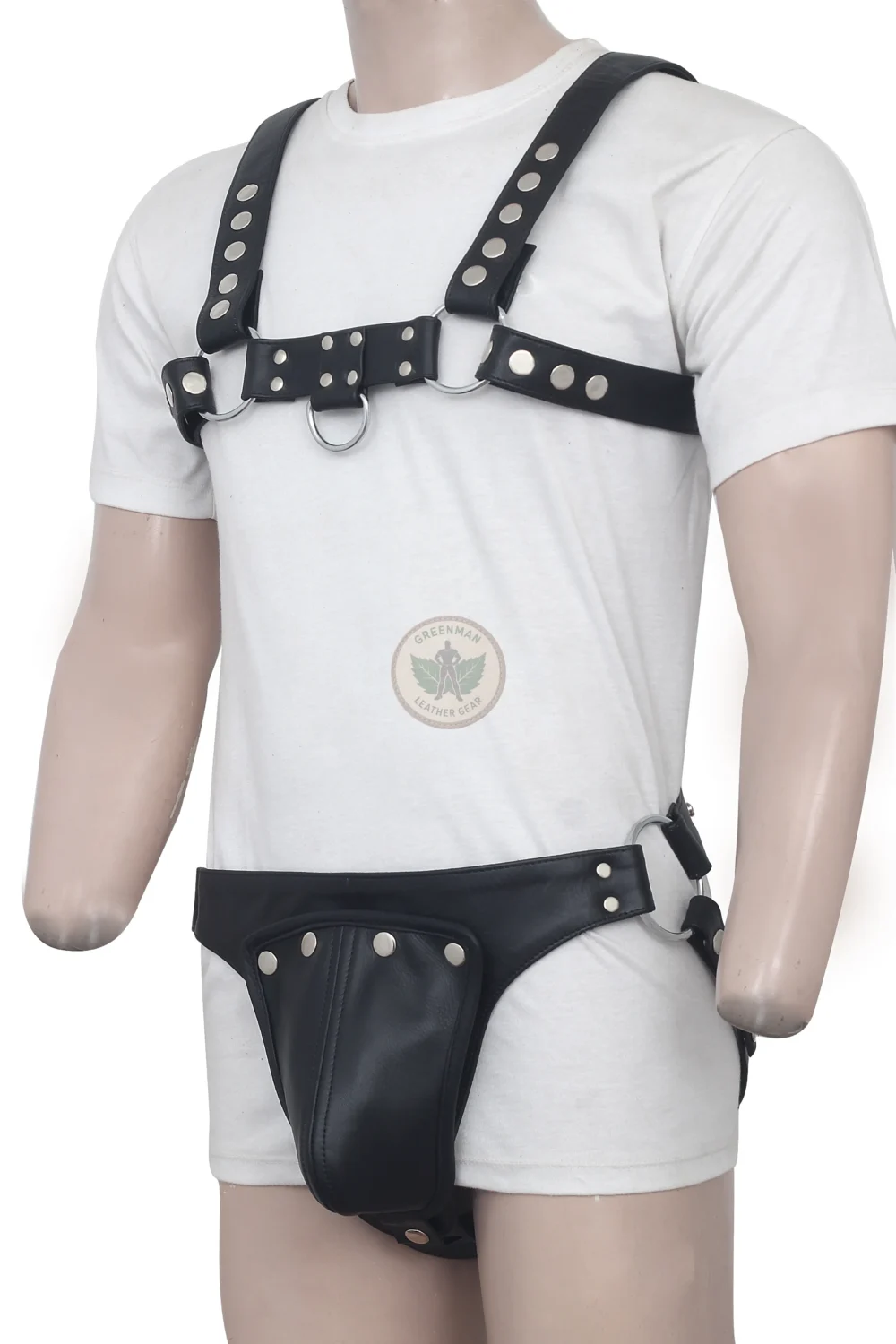 Black Leather Harness With Jockstrap, BDSM Harness for Men, Genuine Leather Cock Ring Harness For Men, Gay Leather Chest Harness, leather harness, men wearing harness on chest, leather harness for men, leather bondage harness