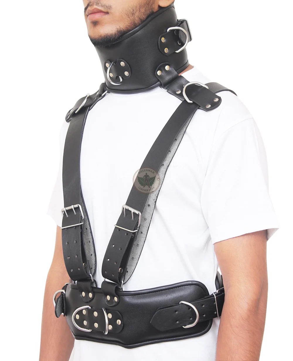 Leather chest harness, leather harness, men wearing harness on chest, leather harness for men, leather bondage harness