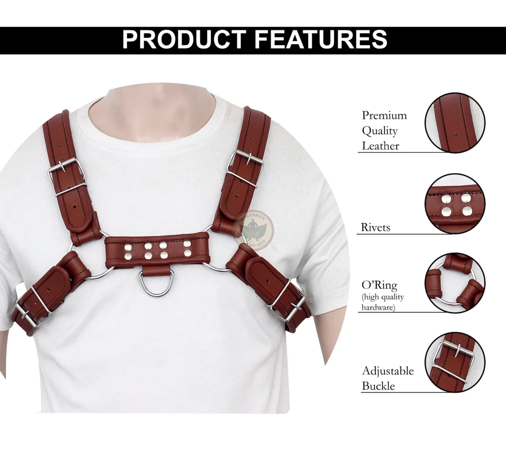 Leather Bondage Harness for Men, Leather Harness, Bondage Harness, BDSM Harness for men, Men Harness, Bulldog Harness, Gay Leather Harness, Leather chest harness