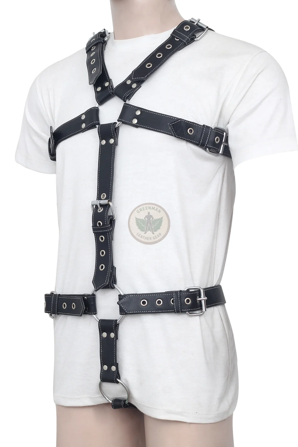BDSM Harness for Men, Genuine Leather Cock Ring Harness For Men, Gay Leather Chest Harness, leather harness, men wearing harness on chest, leather harness for men, leather bondage harness