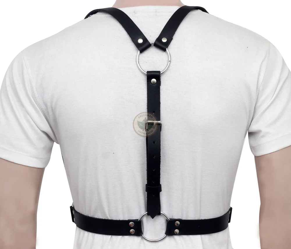 Leather chest harness, leather harness, men wearing harness on chest, leather harness for men