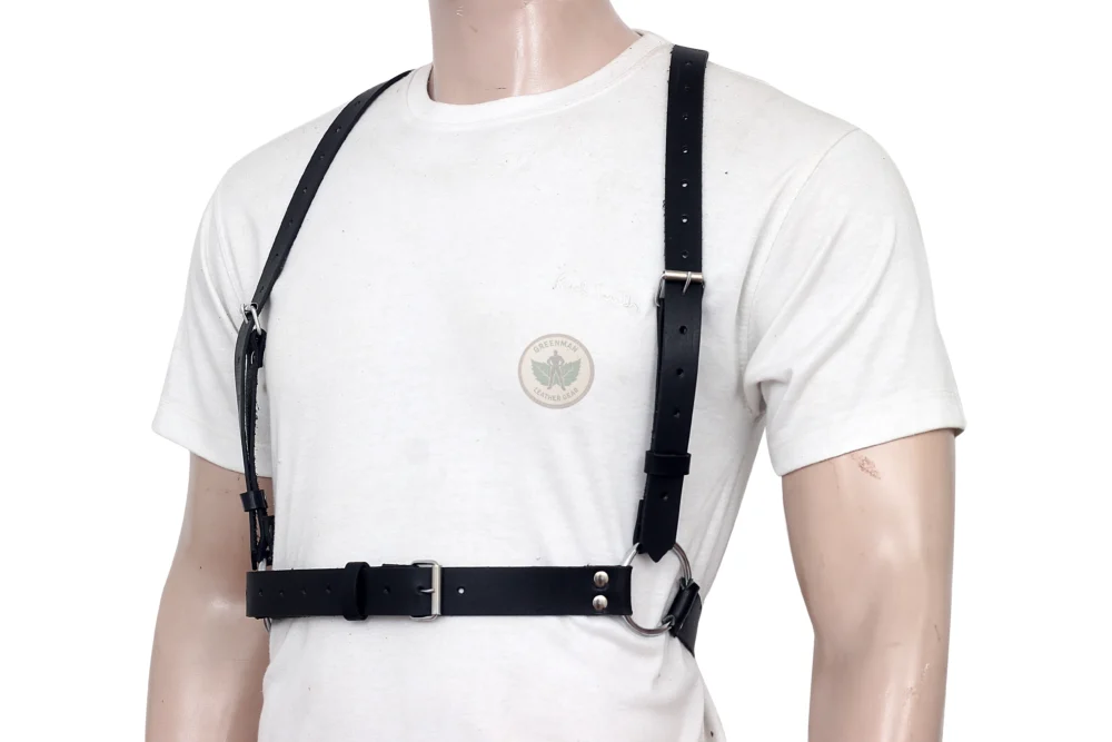 Leather chest harness, leather harness, men wearing harness on chest, leather harness for men