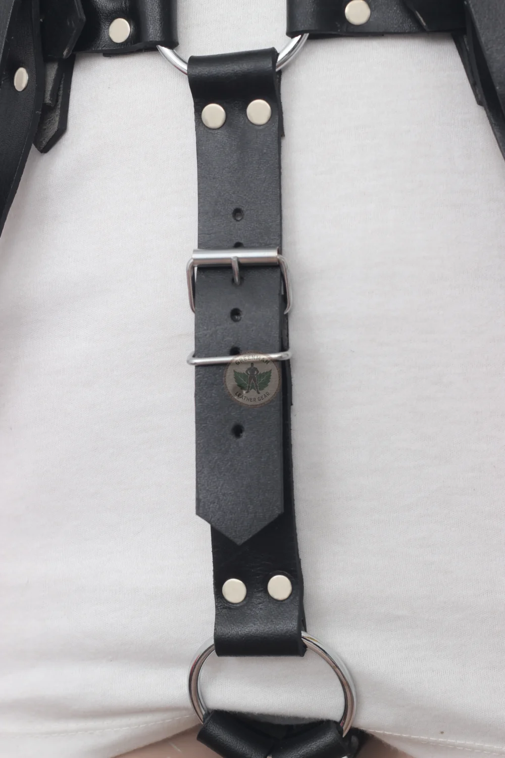 Leather chest harness, leather harness, men wearing harness on chest, leather harness for men, leather cock ring harness