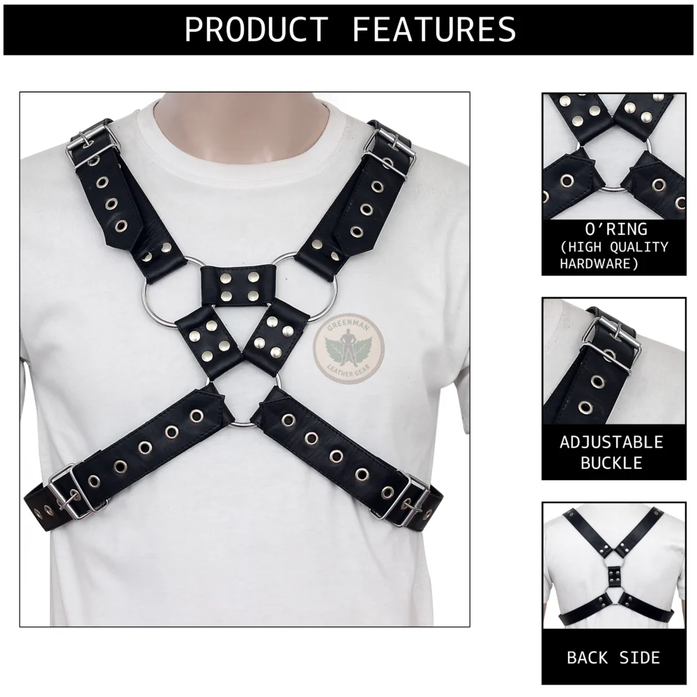 Chest Harness for Men, Leather Harness, BDSM harness, leather bondage harness, O ring harness