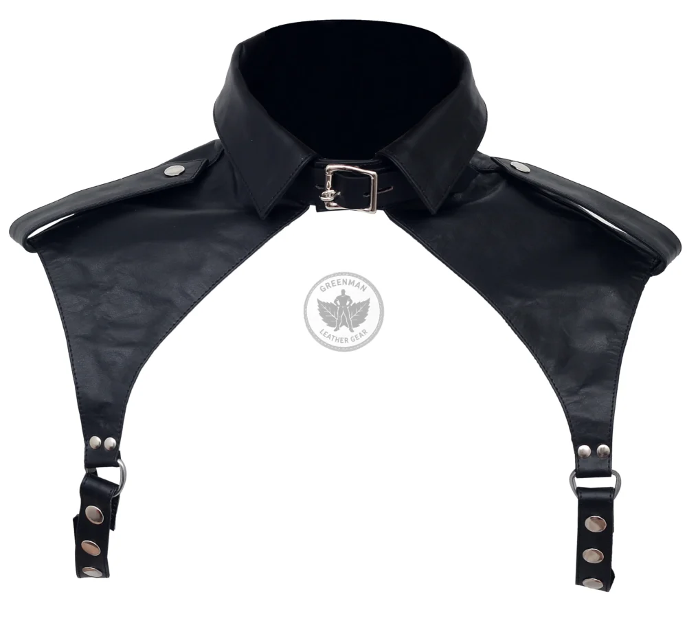 Shirt Collar Style Leather Bondage Harness, Gay Leather Chest Harness, leather harness, men wearing harness on chest, leather harness for men, leather bondage harness