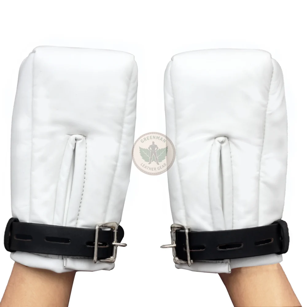 Soft Leather Fist Restraints, Lockable Bondage Mittens, Fist Restraints for BDSM play