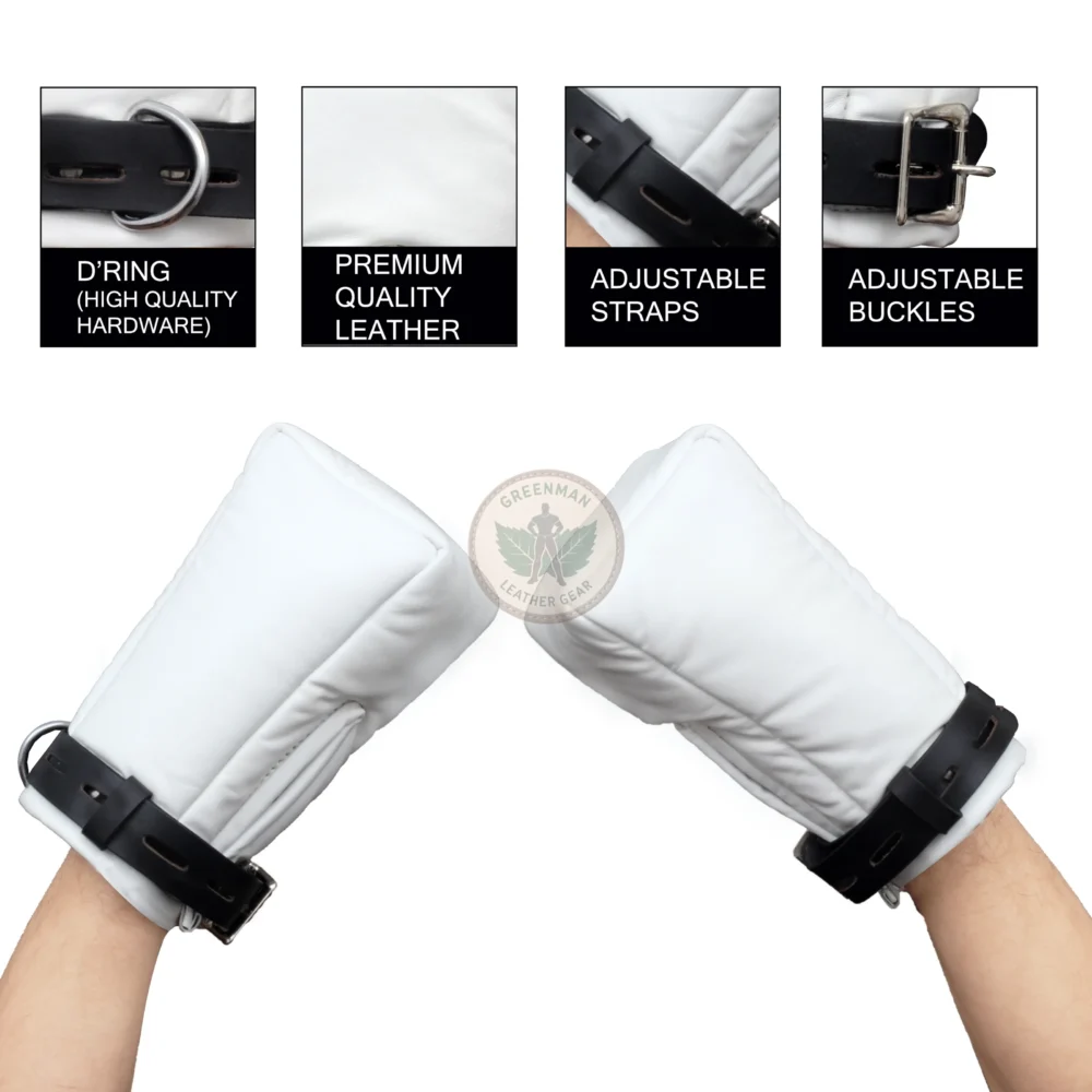 Soft Leather Fist Restraints, Lockable Bondage Mittens, Fist Restraints for BDSM play