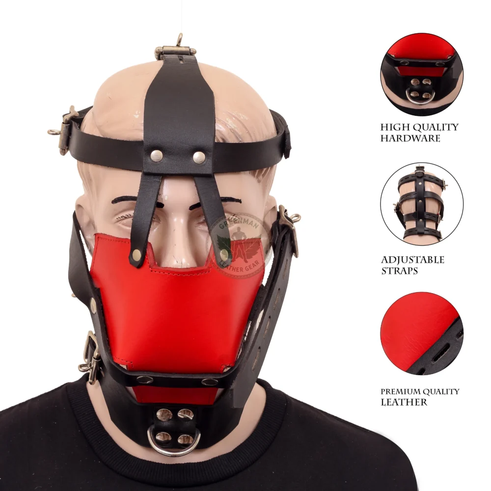 Leather Restraint Muzzle, Leather Muzzle Gag, Leather BDSM Gag