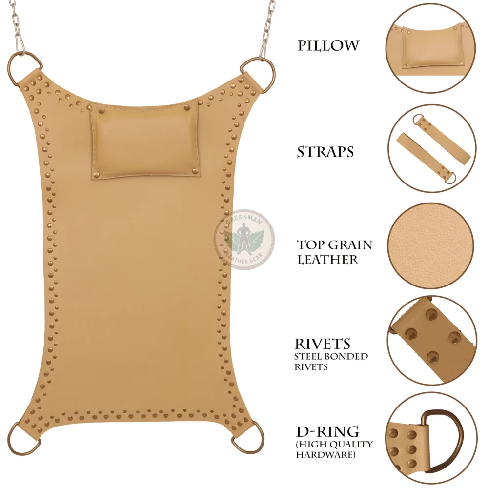 Leather BDSM Swing with Pillow, Leather sling, Leather sex sling, leather bondage sling, leather BDSM sling