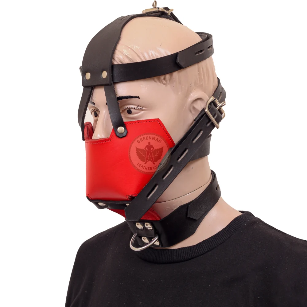 Leather Restraint Muzzle, Leather Muzzle Gag, Leather BDSM Gag