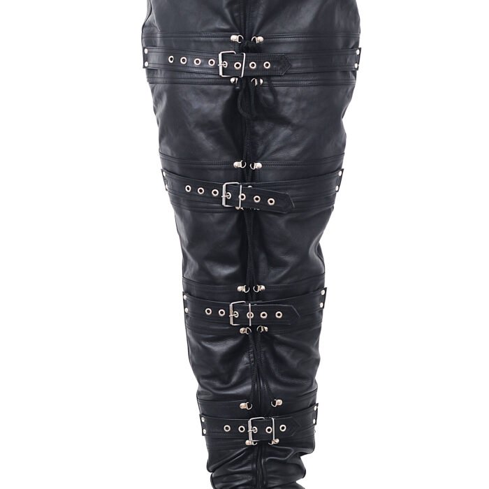 Unisex Black Leather Leg Binder | Mermaid Body Suit for Adults