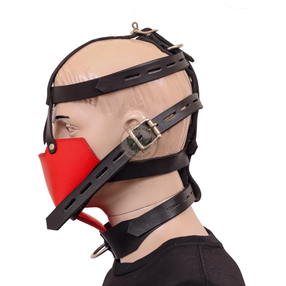 Leather Restraint Muzzle, Leather Muzzle Gag, Leather BDSM Gag
