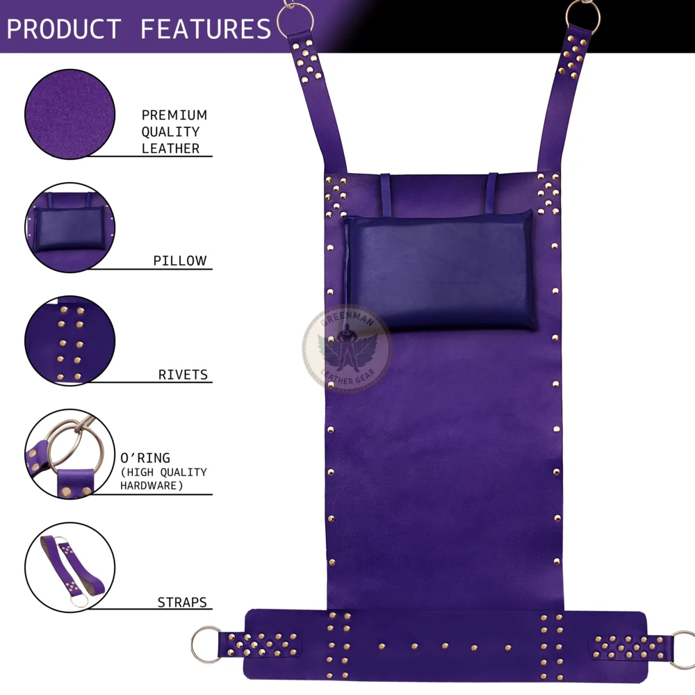 Leather BDSM Swing with Pillow, Leather sling, Leather sex sling, leather bondage sling, leather BDSM sling