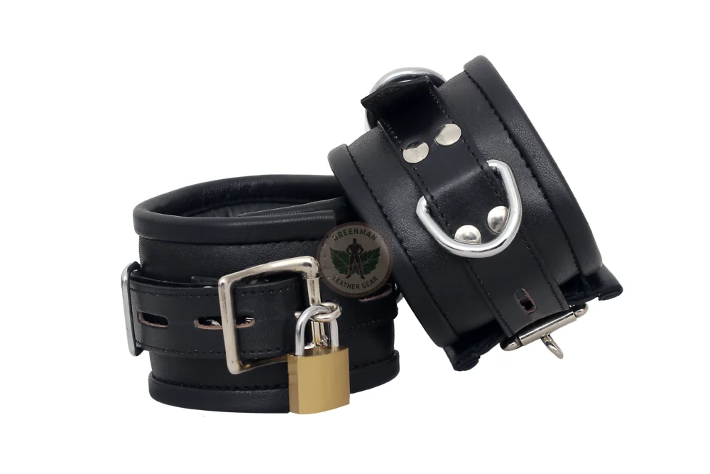 Leather Handcuffs, Leather ankle cuffs, leather BDSM handcuffs, 7 pcs handcuffs set