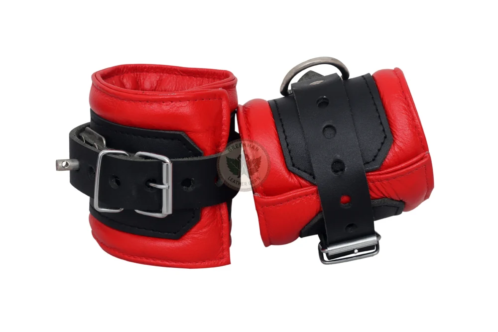 Genuine Leather Handcuffs Set, Leather Handcuffs, Leather ankle cuffs, leather BDSM handcuffs, 7-Piece Handcuffs Set