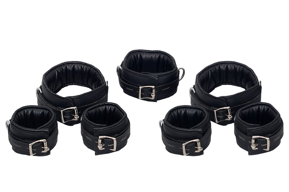 Handcrafted 7 Pcs Set Leather Bondage Handcuffs