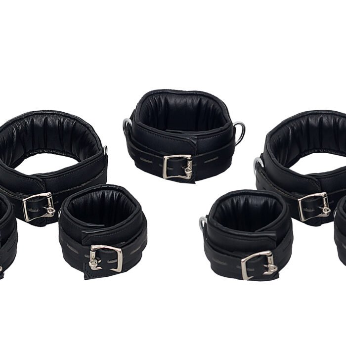 Handcrafted 7 Pcs Set Leather Bondage Handcuffs