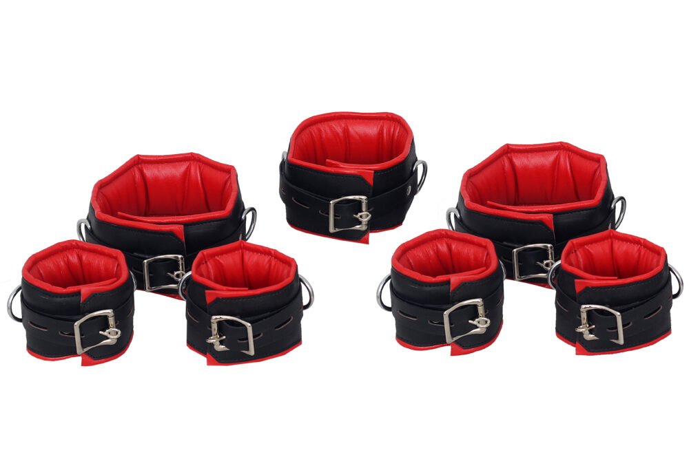7 Pcs Set Genuine Leather Bondage Handcuffs