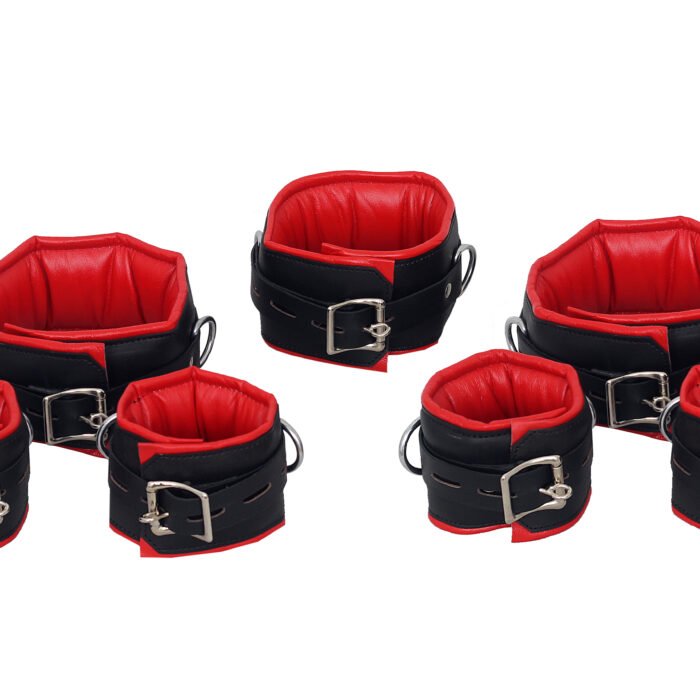 7 Pcs Set Genuine Leather Bondage Handcuffs