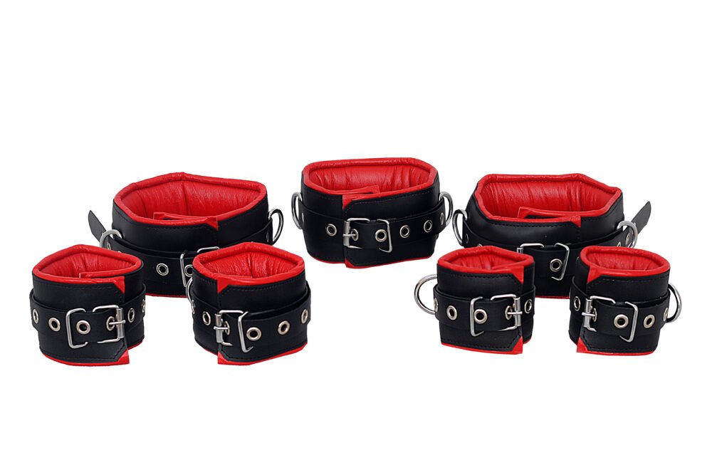 7 Pcs Genuine Leather Bondage Handcuffs