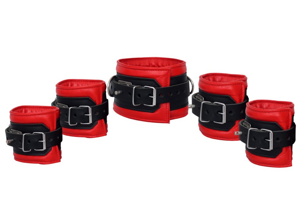 5 Pcs Set Premium Leather Bondage Handcuffs