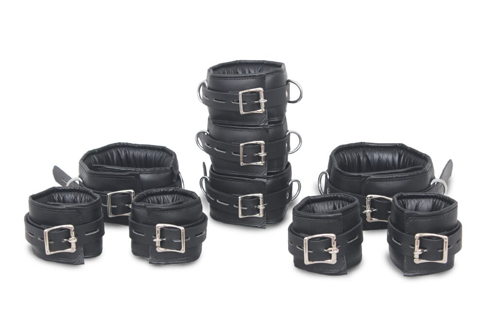 Premium Leather Bondage Handcuffs Set