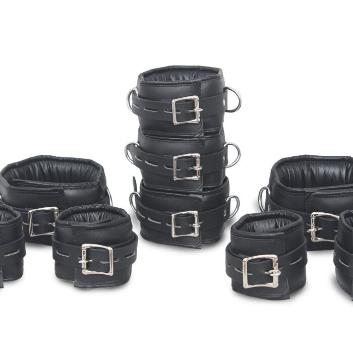 Premium Leather Bondage Handcuffs Set