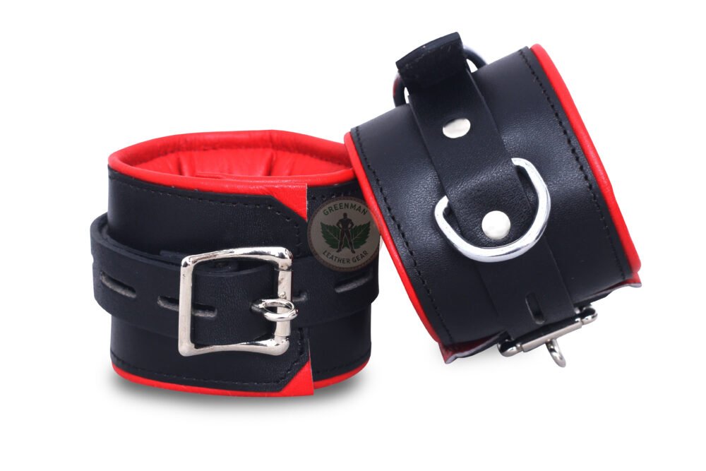 Genuine Leather Handcuffs Set, Leather Handcuffs, Leather ankle cuffs, leather BDSM handcuffs, 7-Piece Handcuffs Set