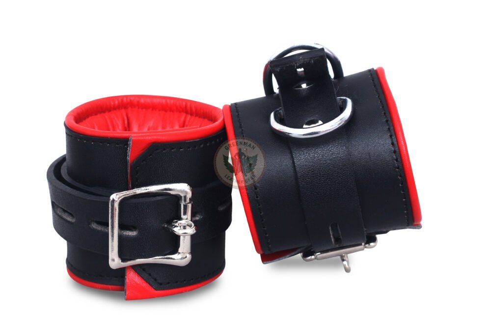 Genuine Leather Handcuffs Set, Leather Handcuffs, Leather ankle cuffs, leather BDSM handcuffs, 7-Piece Handcuffs Set