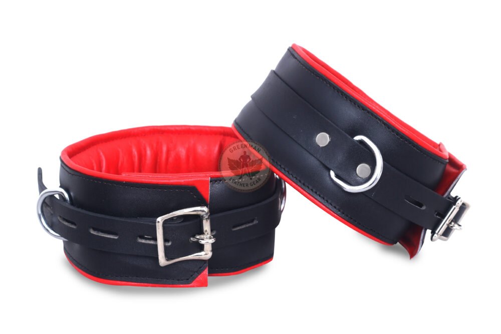 Genuine Leather Handcuffs Set, Leather Handcuffs, Leather ankle cuffs, leather BDSM handcuffs, 7-Piece Handcuffs Set
