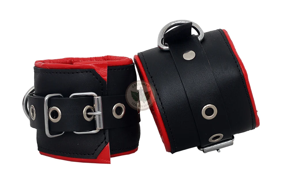 Genuine Leather Handcuffs Set, Leather Handcuffs, Leather ankle cuffs, leather BDSM handcuffs, 7-pcs handcuffs set