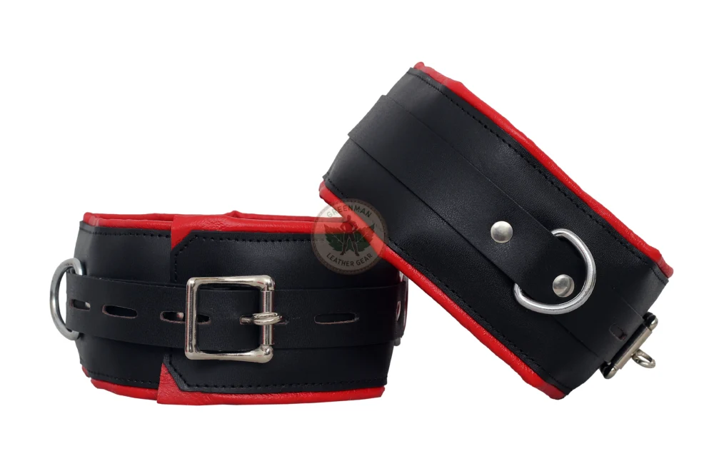 Genuine Leather Handcuffs Set, Leather Handcuffs, Leather ankle cuffs, leather BDSM handcuffs, 7 pcs handcuffs set