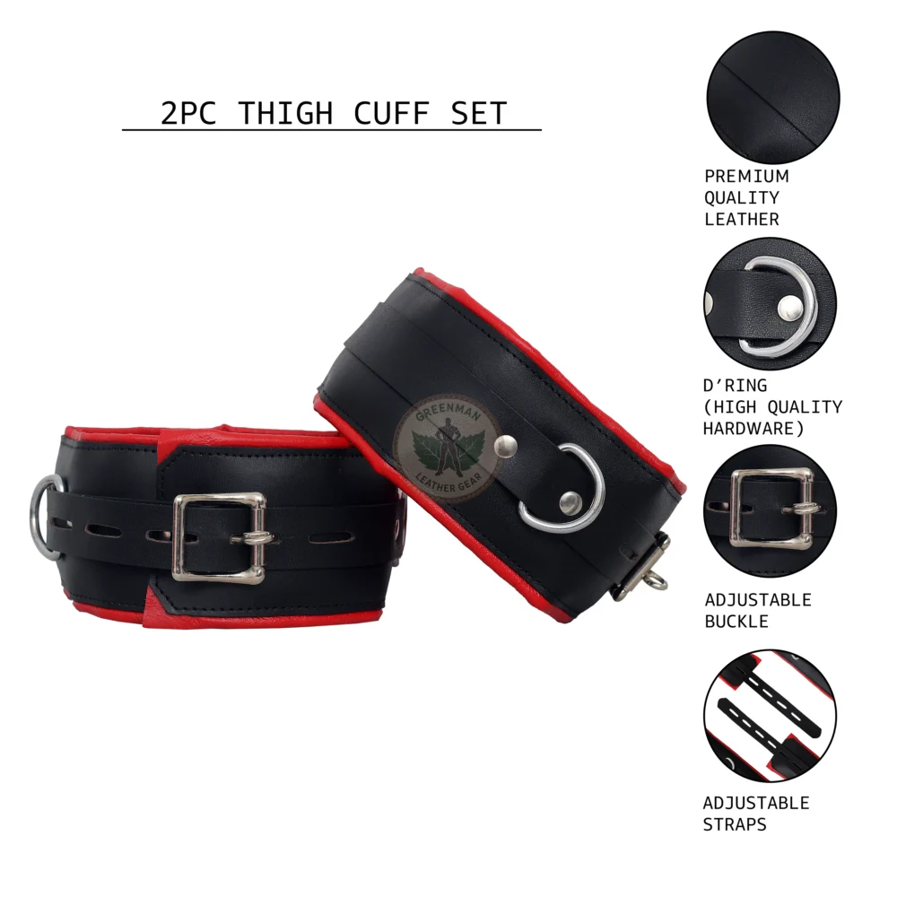Genuine Leather Handcuffs Set, Leather Handcuffs, Leather ankle cuffs, leather BDSM handcuffs, 7 pcs handcuffs set