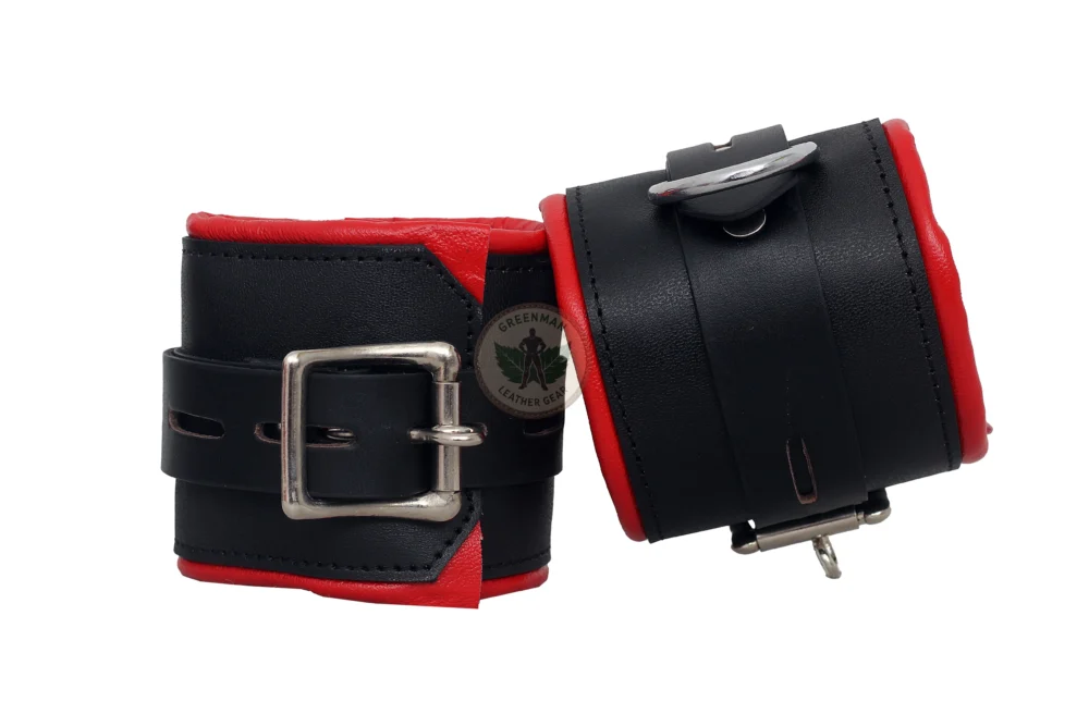 Genuine Leather Handcuffs Set, Leather Handcuffs, Leather ankle cuffs, leather BDSM Handcuffs, 7-Piece Handcuffs Set