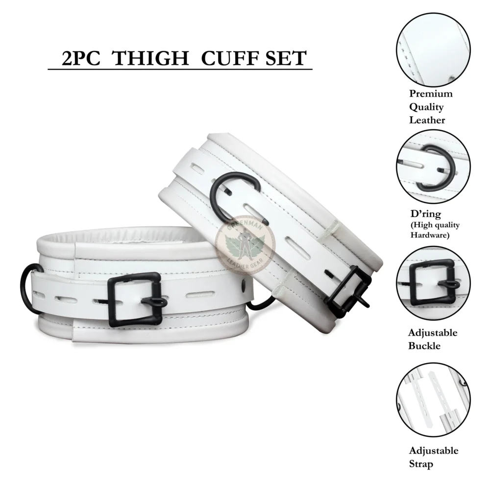 Genuine Leather Handcuffs Set, Leather Handcuffs, Leather ankle cuffs, leather BDSM handcuffs, 7-Piece Handcuffs Set