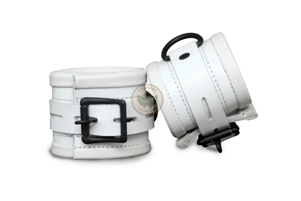 Genuine Leather Handcuffs Set, Leather Handcuffs, Leather ankle cuffs, leather BDSM handcuffs, 7-Piece Handcuffs Set