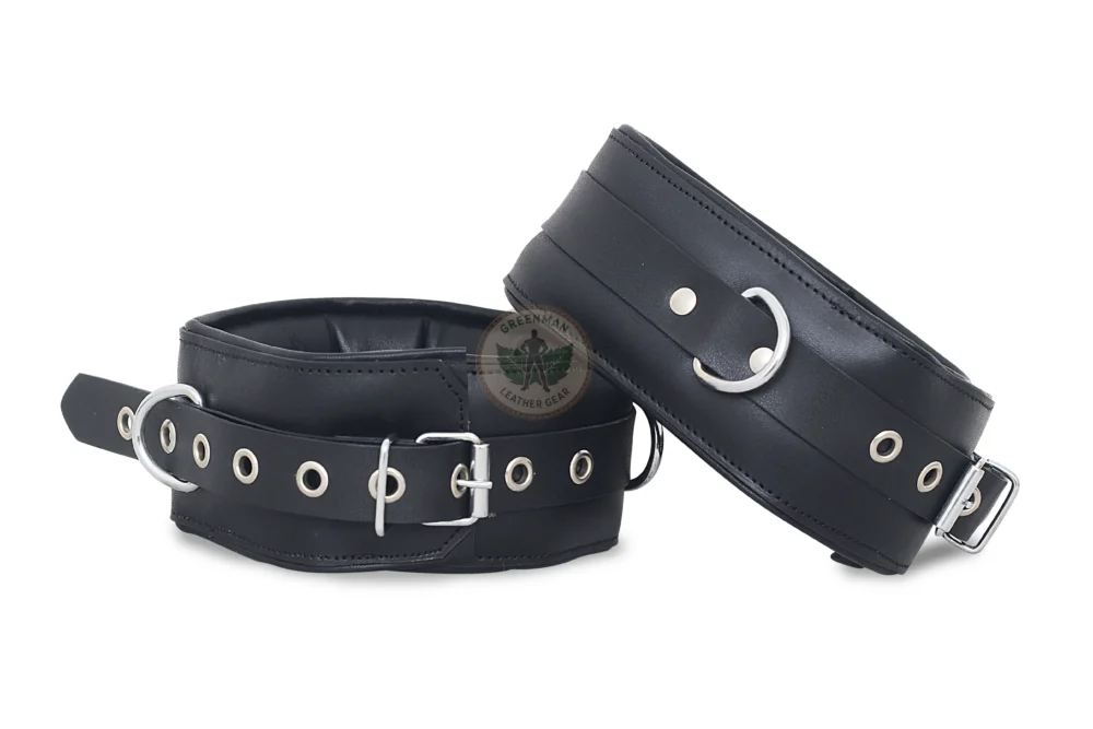 Genuine Leather Handcuffs Set, Leather Handcuffs, Leather ankle cuffs, leather BDSM handcuffs, 7-Piece Handcuffs Set
