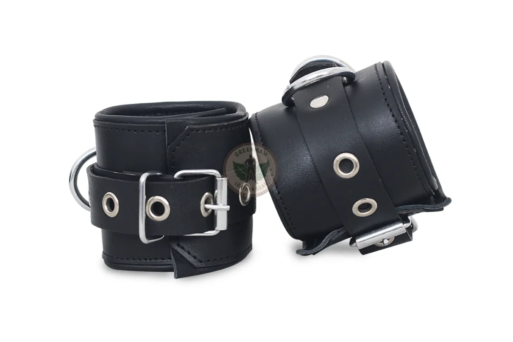 Genuine Leather Handcuffs Set, Leather Handcuffs, Leather ankle cuffs, leather BDSM handcuffs, 7-Piece Handcuffs Set