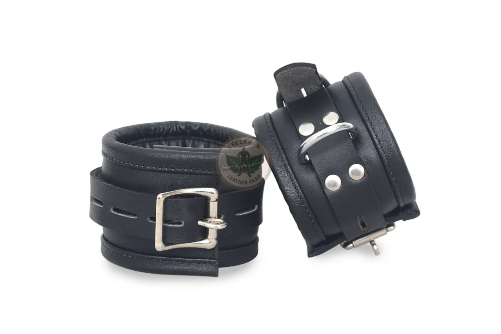 Genuine Leather Handcuffs Set, Leather Handcuffs, Leather ankle cuffs, leather BDSM handcuffs, 7 pcs handcuffs set